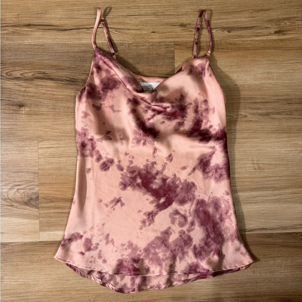 J.O.A. Tie Dye Satin Cowl Neck Drape Cami